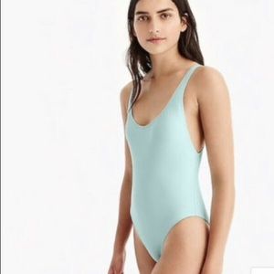 J Crew Scoopback One-piece bathing suit ice blue.